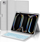 Jademall Klaviatuur Ipad Pro 13 M4 - Juhtmevaba klaviatuur valgustusega Ipad Pro 13 M4 2024 jaoks, kaitse&uuml;mbris pliiatsi hoidjaga, Qwertz saksa