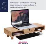 Monitori hoidja Officeworld bambusest monitorialus koos sahtliga - bambusest monitorialuse lauaorganisaator - puidust lauaalus monitoride, printerite ja s&uuml;learvutite jaoks - 61 x 20 x 12 cm