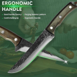 Fullhi Lihuniku noakomplekt, 11-osaline k&auml;sitsi sepistatud lihuniku nuga, konditustamisnuga koos tupega, k&otilde;rge s&uuml;sinikusisaldusega terasest nikerdusnuga, kalanuga, koka nuga k&ouml;&ouml;ki, matkamiseks, grillimiseks