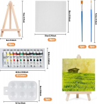 Topbelief 10 mini l&otilde;uendi ja molbertiga komplekt, laua molbertikomplekt, l&otilde;uend 10 x 10 cm, 12 v&auml;rvilise akr&uuml;&uuml;lv&auml;rvi, pintsli, ristk&uuml;likukujulise paletiga joonistamiseks, maaliks, laua k&auml;sit&ouml;&ouml;ks, kunstnikele