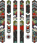 Bike-label X400118va jalgratta kleebiste komplekt Xl Tattoo Motif Skull Old School