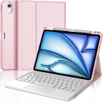 Iveoppe klaviatuur ipad air 11 2025 m3/2024 m2 jaoks koos puuteplaadiga, kaitse&uuml;mbris pliiatsi hoidjaga, &uuml;mbris bluetooth magnetilise qwerty klaviatuuriga ipad air 7th/6th generation 11 tolli m3/m2 jaoks, roosa