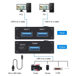 Usb 3.0 jagamisl&uuml;liti 2 arvutile 2 in 1 v&auml;ljundl&uuml;liti usb-seadmele, skannerile, printerile, klaviatuurile, hiirele, usb-m&auml;lupulkadele, k&otilde;vaketastele