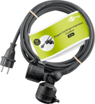 Goobay 65434 v&auml;listingimustes topelt pikendusjuhe / toitekaabel v&auml;litingimustes kasutamiseks / 2 schuko pistikupesa kaitseklappidega (ip44) / 3680 w 250 v (ac) ja 16 a juures / 5 m