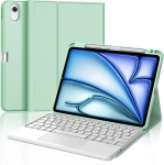 Iveoppe Klaviatuur Ipad Air 11 2025 M3/2024 M2 jaoks koos puuteplaadiga, kaitse&uuml;mbris pliiatsi hoidjaga, &uuml;mbris Bluetooth magnetilise Qwertz klaviatuuriga Ipad Air 7th/6th Generation 11 tolli M3/m2 jaoks, roheline