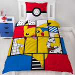 Character World Pokemon Pikachu voodipesukomplekt 135 x 200 cm + 80 x 80 cm, saksa suurus, 100% puuvill, 2-osaline teismelistele ja lastele