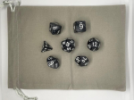 Tahukatega t&auml;ringukomplekt 7 osa akr&uuml;&uuml;l d4 d6 d8 d10 d10 d12 d20 rollim&auml;ngud jdr dnd d&d rpg dungeons and dragons black