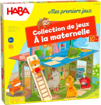 Haba M&auml;ngukollektsioon &bdquo;lasteaias&ldquo; &ndash; 10 erinevat m&auml;nguideed &ndash; suur 3d m&auml;ngumaja 5 puidust kujuga &ndash; alates 2. eluaastast &ndash; toote number 2011718002