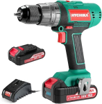 Hychika 18 V juhtmeta kruvikeeraja komplekt, juhtmeta puurmasin 2.0 Ah akuga, l&ouml;&ouml;kpuurmasin max. 45 Nm, 2 kiirust, 21 + 3 p&ouml;&ouml;rdemomenti, juhtmeta puurmasin koos tarvikutega