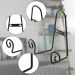 Btsky 4 tk 14 cm metallist taldriku esitlusaluse molbert - seinale kinnitatav dekoratiivne taldriku/kausi hoidik, must, vertikaalne taldrikute, lauan&otilde;ude, tahvelarvuti, pildi hoidik