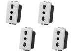 Bi-value pistikupesad 10/16 amp 1 v&otilde;i 4 osaline komplekt, &uuml;hildub Bticino Living International Matix ja Vimar Plana (bticino Living International, valge, 4)