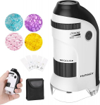 Hutact mini mikroskoop lastele, 60x-135x taskumikroskoop led-iga, kaasaskantav k&auml;eshoitav mikroskoop lastele, &otilde;pilastele