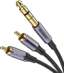 Moswag 6.35mm Trs kuni kahe Rca helikaablini, vaskkestaga vastupidav 6.35mm 1/4" male Trs kuni 2 Rca male stereoheli Y-splitter kaabel