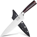 Xyj professionaalne koka nuga, 8 tolli, &uuml;literav roostevaba teras, jaapani k&ouml;&ouml;ginuga koos tupega, pakkawood k&auml;epide, lihakirves, viilutamisnuga