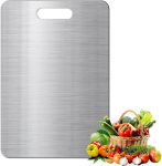 Titaanist roostevabast terasest l&otilde;ikelaud, Bpa-vaba kahepoolne titaanist toidu l&otilde;ikelaud, roostevabast terasest laud liha, leiva, k&ouml;&ouml;giviljade ja puuviljade l&otilde;ikamiseks (34 x 23 cm)