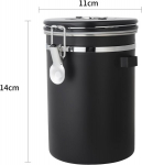 Aouuec roostevabast terasest humidor - &otilde;hukindel hoiupurk kaanega, niisutaja ja h&uuml;gromeetriga (must, 13 cm x 18 cm)