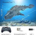 Dawris mosasauruse kaugjuhitav paat 2.4 ghz veekindel u-paat kaugjuhitav lastele alates 6. eluaastast, rc allveelaev kaugjuhitav led-valguse ja pihustusuduga kahe propelleriga m&auml;nguasi basseini tiigi jaoks