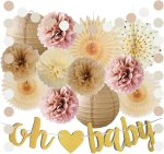 Boho beebipeo kaunistused t&uuml;drukutele beež roosa beebipeo kaunistused pruun beež roosa beebipeo kaunistused neutraalse soo avalikustamise beebipeo Boho koos Oh Baby vanikuga kuldne
