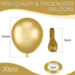 Warehouse 30 tk 12-tolliste &otilde;hupallide komplekt, kuldsed valged &otilde;hupallid, s&uuml;nnip&auml;eva &otilde;hupallid, heeliumipallid, kuldne valge &otilde;hupallikett pulmadeks, &otilde;hupallikett, ristimisdekoratsioon