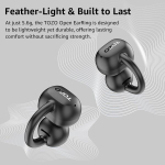 Tozo Openearring avatud k&otilde;rva k&otilde;rvaklapid juhtmevabad bluetooth 5.4, mugavad kl&otilde;psatavad k&otilde;rvaklapid ai enc-ga selgete k&otilde;nede jaoks, rakenduse juhtimine, 40 tundi taasesitust, led-indikaator jooksmiseks ja treenimiseks - must