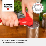 Kuhn Rikon auto safety master multifunktsionaalne punane konserviavaja, ilma teravate servadeta, puhas ja ohutu, avab purke, pudeleid ja muud