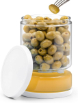 Fortidy klaaspurk kurgis&otilde;pradele kurniga, 1,5 l kurgipurk &uuml;mberp&ouml;&ouml;ramiseks, lekkekindel anum hapukurkidele, oliividele, kimchile, jalapenodele, Bpa-vaba (valge, 1,5 l, 1 tk)