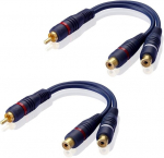 Rca Y splitteri adapter: 1 Rca pistik 2 Rca pistikupesaga