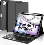 Jademall Klaviatuur Ipad Air 13 m2 - juhtmevaba klaviatuur Ipad Air 13 m2 2024/air 13 m3 2025, kaitse&uuml;mbris pliiatsi hoidjaga