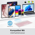 Occtingkind - 10-tolline juhtmevaba bluetooth klaviatuur ipad/android tahvelarvutitele, saksa qwertz paigutus, taustavalgustus, ipad/samsng galaxy tab/lenovo tab/xiaomi pad/redmi pad, valge