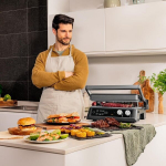 Cecotec Rockn'grill Bistro elektrigrill eemaldatavate plaatidega. 2400 W, suitsuvaba ja tervislik toiduvalmistamine, puutetundlik juhtimine, plaadid s&otilde;ltumatu temperatuuri reguleerimisega, sisaldab temperatuuriandurit.