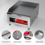 Crosson 40 x 40 cm kaubanduslik elektriline lauagrill, lame grill mittenakkuva 10 mm paksu rauast k&uuml;psetusplaadiga restoranidele ja koduseks kasutamiseks - 230v/2500w (eg-400c Eu)