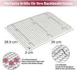 Joyfair jahutusrest, roostevabast terasest koogirest, jahutusrest, 2 tk komplekt, suur ristk&uuml;likukujuline jahutusrest, k&uuml;psetusrest k&uuml;psetamiseks/jahutamiseks/r&ouml;stimiseks/grillimiseks, 39 x 28,5 x 2 cm, tervislik ja roostekindel