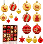 Aitsite 38 j&otilde;ulupuu kaunistuse komplekt punane kuld 6 cm / 3 cm plastikust j&otilde;ulukaunistused riputatavate purunemiskindlate ornamentidega j&otilde;ulupuu kaunistamiseks j&otilde;ulukaunistuseks