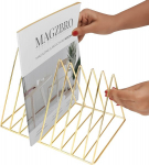 Belle vous metallist ajakirjahoidja-raamatu tugi kuldne - kolmnurkne ajakirjade ja ajalehtede hoidja 9 sektsiooniga koju, raamaturiiulisse, vannituppa ja kontorisse - raamatute, ajalehtede, tahvelarvutite ja kaustade jaoks