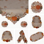 Raebel Ohg laudlina, lauajooksja, linikud, s&uuml;gisene beež, tikitud k&otilde;rvitsatega lurex niitidega (40 x 85 cm), oranž, roheline, kollane