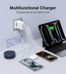 Usb c laadija, 50 w laadimisadapter usb c, 5 pordiga usb c adapter, usb c toiteplokid, mobiiltelefoni laadija, mitme pistikuga laadija iphone 16 15 14 13 12 11, samsung galaxy s24 s23, kiirlaadija usb c