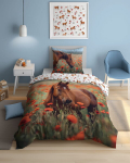 Voodipesu Pimedas helendav 140x200 Hobune lilles