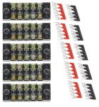 15 t&uuml;kki (5 komplekti) kahekordne rida 5 positsiooni kruviklemmide plokk 600v 15a + 400v 15a 5 positsiooni eelnevalt isoleeritud klemmiplokk punane/must