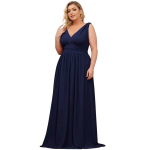 Naiste drapeeritud v&ouml;&ouml;kohaga maksikleit Ever-Pretty, sinine