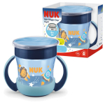 NUK Tilkuvaba Magic Cup tass k&auml;epidemetega 160ml 6m+ sinine helendab pimedas