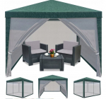 Aiapaviljon &bdquo;Green Tent&ldquo; 3 &times; 3 m, 4 s&auml;&auml;sev&otilde;rguga seinaga, UV50 filter, veekindel