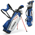 Golfiklubide komplekt, 9-osaline algajatele koos kolmjalaga kotiga, ergonoomiline disain, vastupidavast metallist