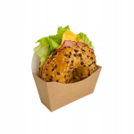 Paberikarp bageli v&otilde;ileiva burgeri p&auml;rmisaiale 12x4.5x12cm 100 tk., Popierinė dėžutė sumu&scaron;tiniui su bandelėmis 12x4,5x12cm 100 vnt.