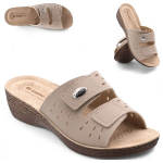 Naiste nahast sisetallaga kerge Velcro slip-on mugav Inblu beež flip-flops 36 37 38 38 39 40 41, 37