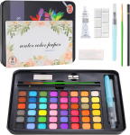 Creszzle Akvarellv&auml;rvide komplekt, 48 v&auml;rvi koos pintsli, veepaagi pintsli, paleti, joonistuspliiatsi, akvarellpaberi, k&auml;sna, kustutuskummi, maalikarbiga maalimiseks, ideaalne lastele ja kunstnikele