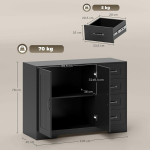 Sideboard, kummut, modern stiil, 4 sahtlit, 1 kapp, 105 x 40 x 76 cm, Must, Juoda