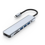 USB-C 7-&uuml;hes adapter HDMI, USB, SD/TF ja laadimise pordiga