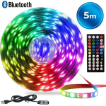 5M RGB LED ribavalgustid Bluetooth juhtimise ja puldiga, nutikad valguslahendused kodu kaunistamiseks.