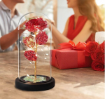 Kuldfooliumist roos klaaskuplis LED-tuledega Happy People ANDY "Eternal Rose"