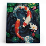 Teemanttikand 40x50 cm, Koi karpkala lootoste seas, varvikas, LG360e